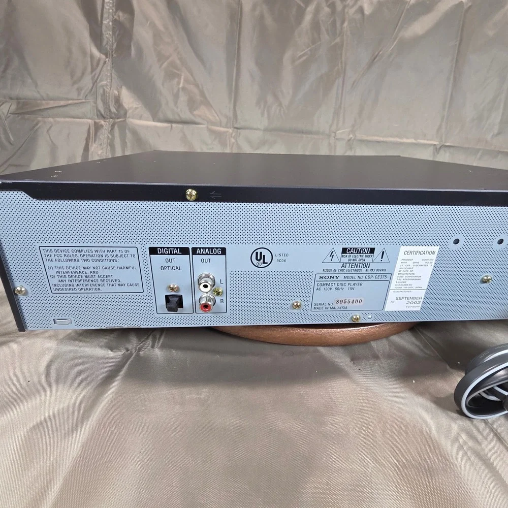 Sony CDP-CE375 5- CD Changer Player Carousel Black Digital Optical Out tested Ok